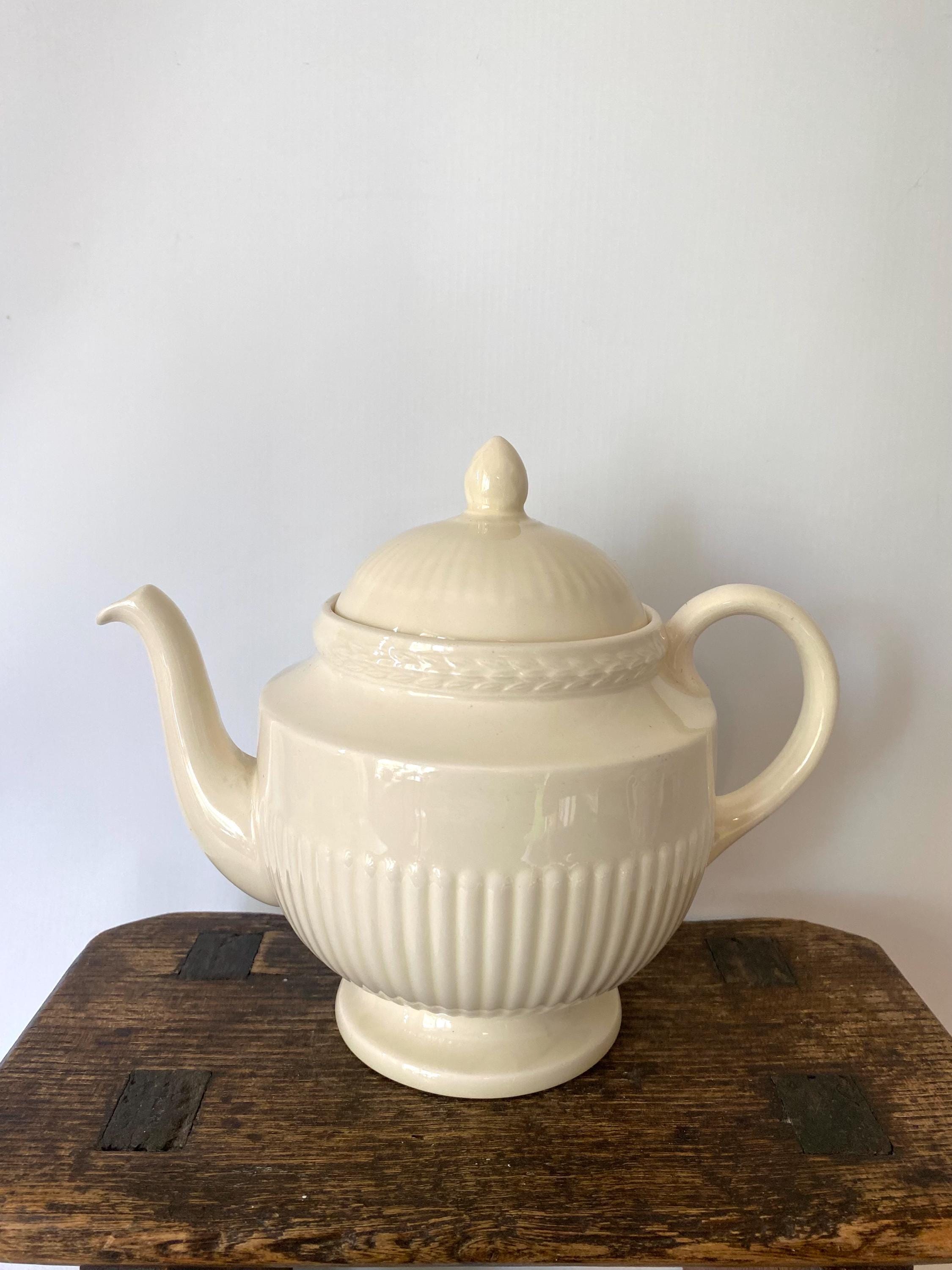 Vintage Wedgwood Edme Teapot – White Queens Ware, Georgian Style