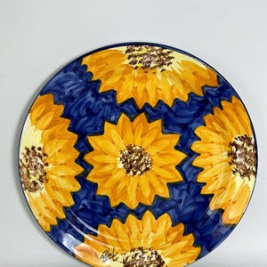 Plato de pared vintage - Cerámica española de estudio - Girasoles