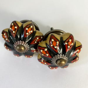 Vintage Floral Ceramic Drawer Knobs - Hand-Painted Cabinet Pulls