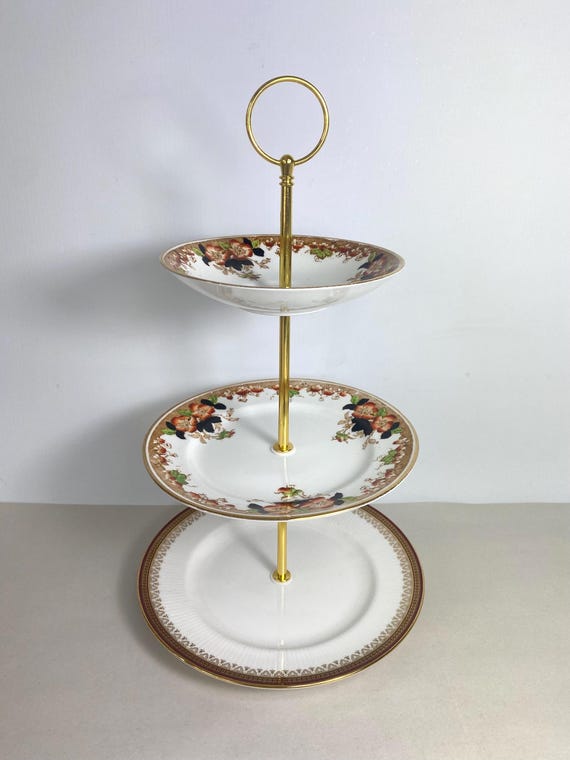 ヴィンテージケーキスタンド / ハンドメイド3段タワー - Etsy 日本