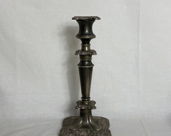 Vintage candlestick holder - Silver plated - Ornate candlestick - Victorian style centrepiece - 1940s 10” GC