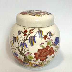 Vintage Ginger Jar - Sadler Ginger Jar - Peony and Willow floral pattern - Made in England - 1960s - 5.5” - GC