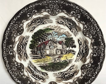 Vintage Plate - English Ironstone Plate - Grindley English Country Inns - 1970s - Brown Transfer Ware - The Lambeth Arms 10” VGC
