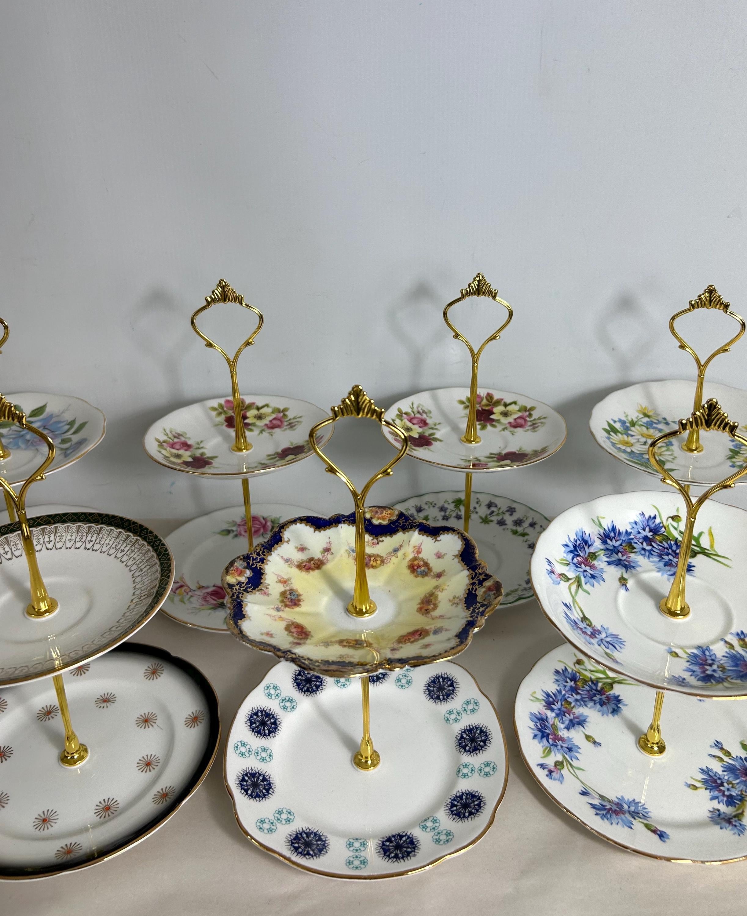 Handmade Vintage Floral China 2-tier Cake Stand - Cottagecore