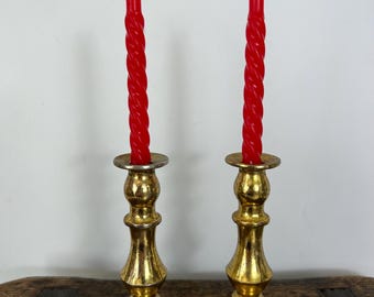 Vintage Brass Candlesticks - Mini Candle Holders - Cottagecore