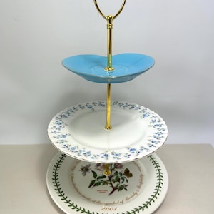 Vintage cake stand - Antique cake tray - Floral china cake stand - Handmade using antique plates GC