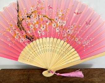 ヴィンテージ花柄中国扇子 – 木製壁飾り、オリジナルボックス - Etsy 日本