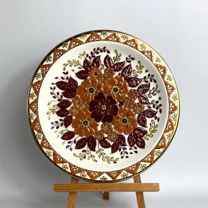 Vintage Wall Plate - Ceramica Olympia: Hand-Painted Floral Decor, Made in Greece 10”