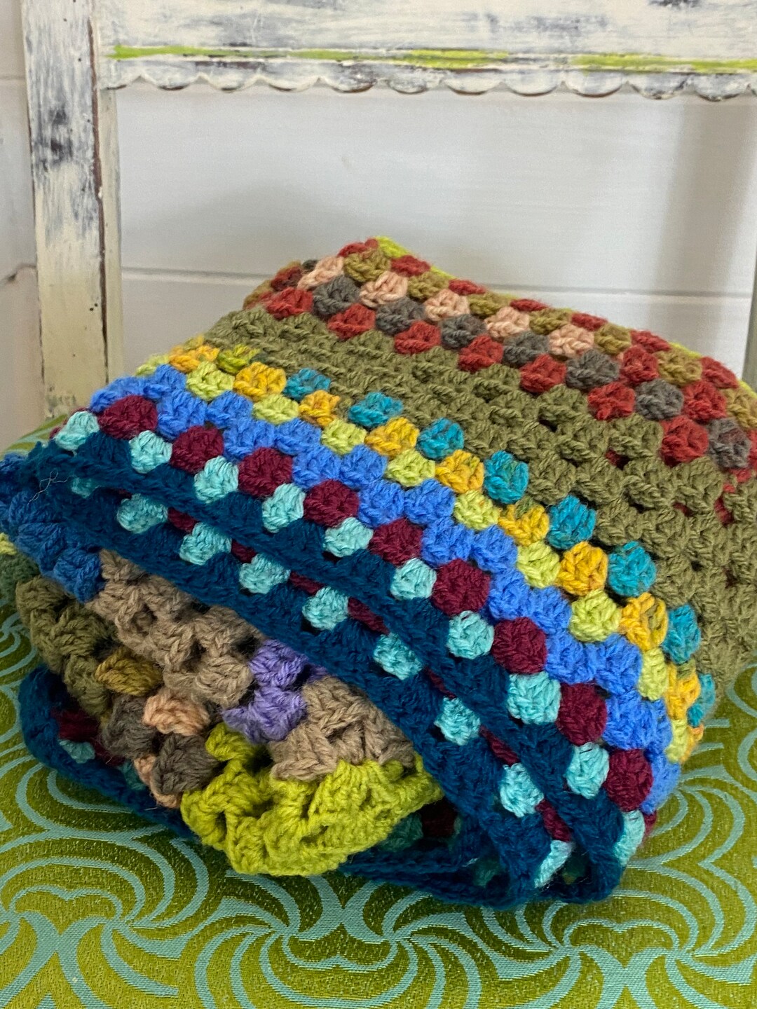 Vintage Crochet Blanket Small Crochet Blanket Baby Blanket Etsy