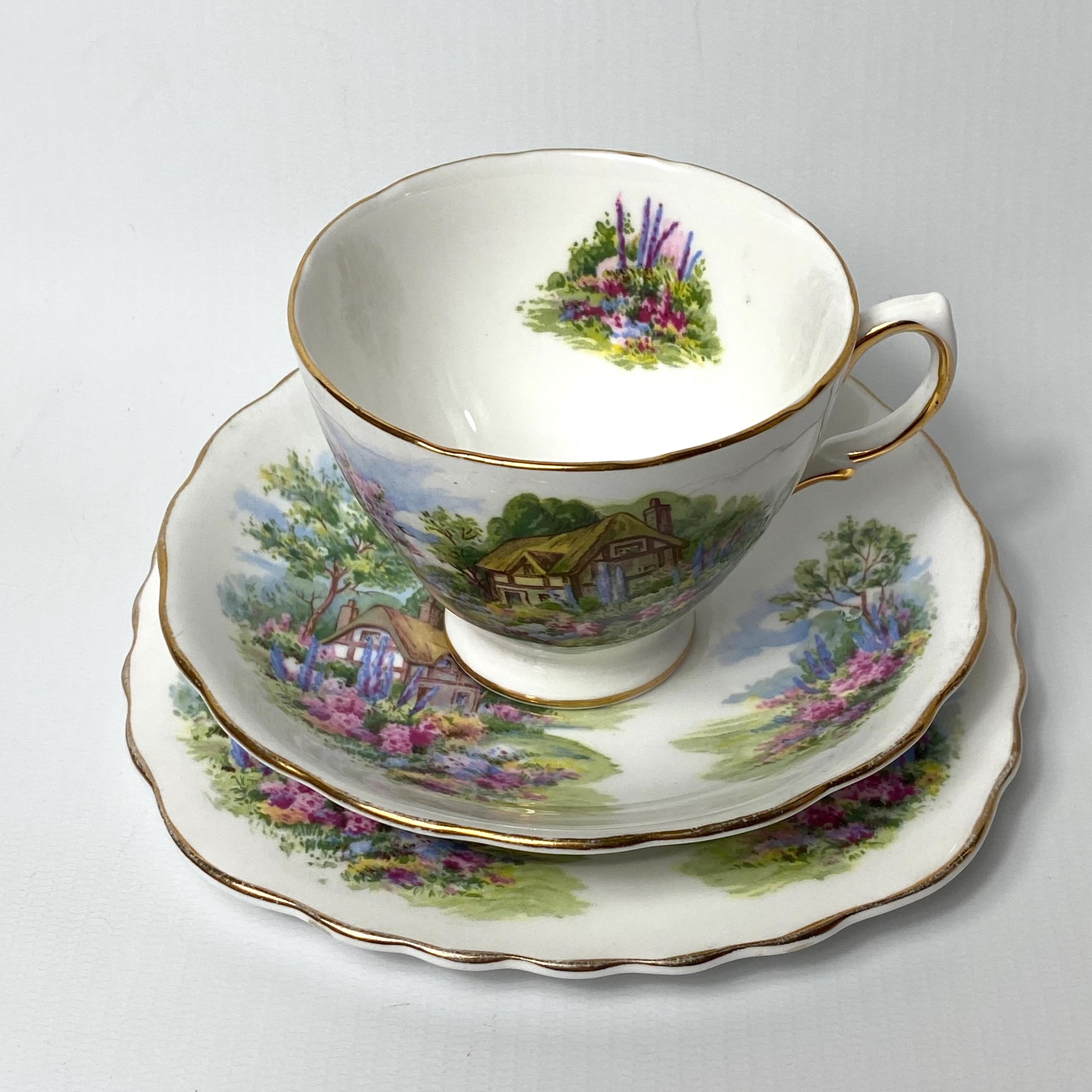 Vintage Tea Set - Vintage Tea Cup Trio - Royal Vale English Bone 