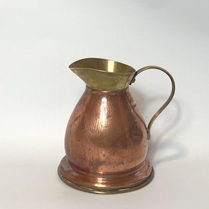 Vintage Copper Jug - English Copper Pitcher - Small Copper Jug - Copper and Brass Jug - 4.5” GC