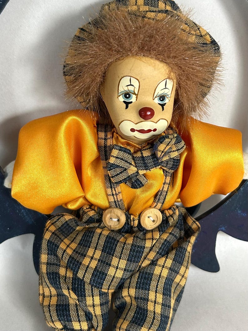 Vintage Clown Sitting on a Swing / Mobile / Hobo Shelf Sitter image 6