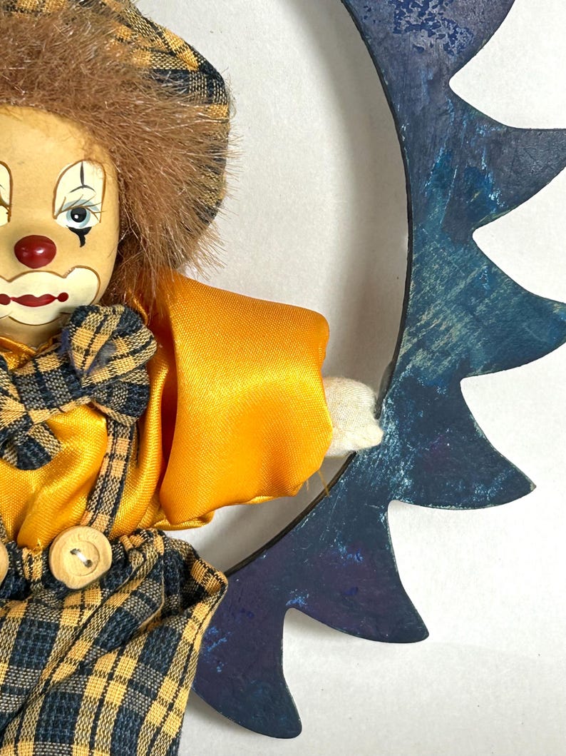 Vintage Clown Sitting on a Swing / Mobile / Hobo Shelf Sitter image 9