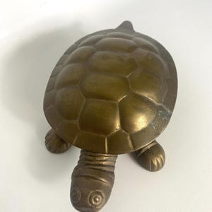 Vintage brass tortoise ornament - Brass Animal figurine - Brass Turtle - Trinket Dish - 1950s 6” GC