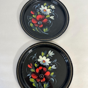 Vintage Russian Toleware Tray Artist Signed Hand Painted