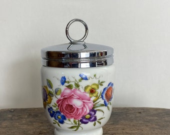 Vintage Royal Worcester egg coddler - Ming Egg Coddler - Porcelain - Floral pattern - Bournemouth pattern  - Large - 4” - 1940s VGC