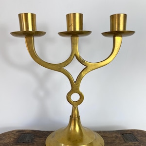 Vintage Candelabra - Brass Candelabra - Table Centrepiece - 3 candle sconces - 8” GC