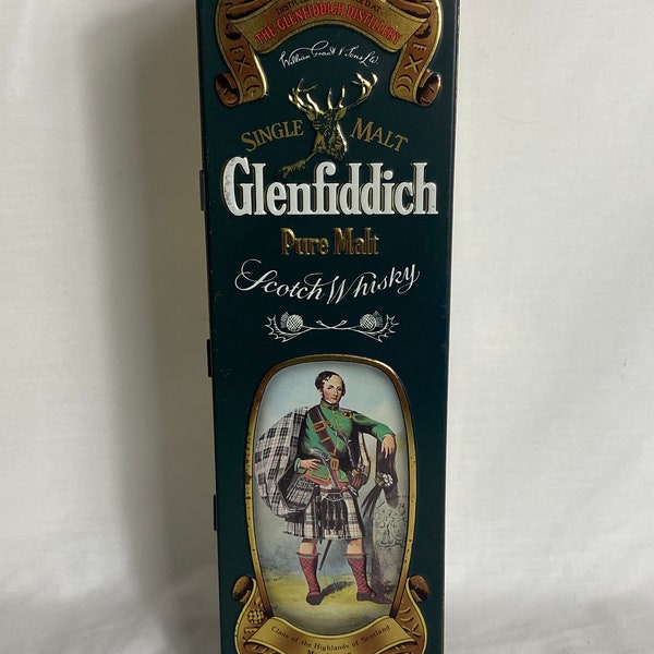 Vintage Glenfiddich Single Malt Scotch Whisky Tin -Special Reserve Clans of Scotland - Clan Macpherson - Display Item - Gift - Empty - 750ml