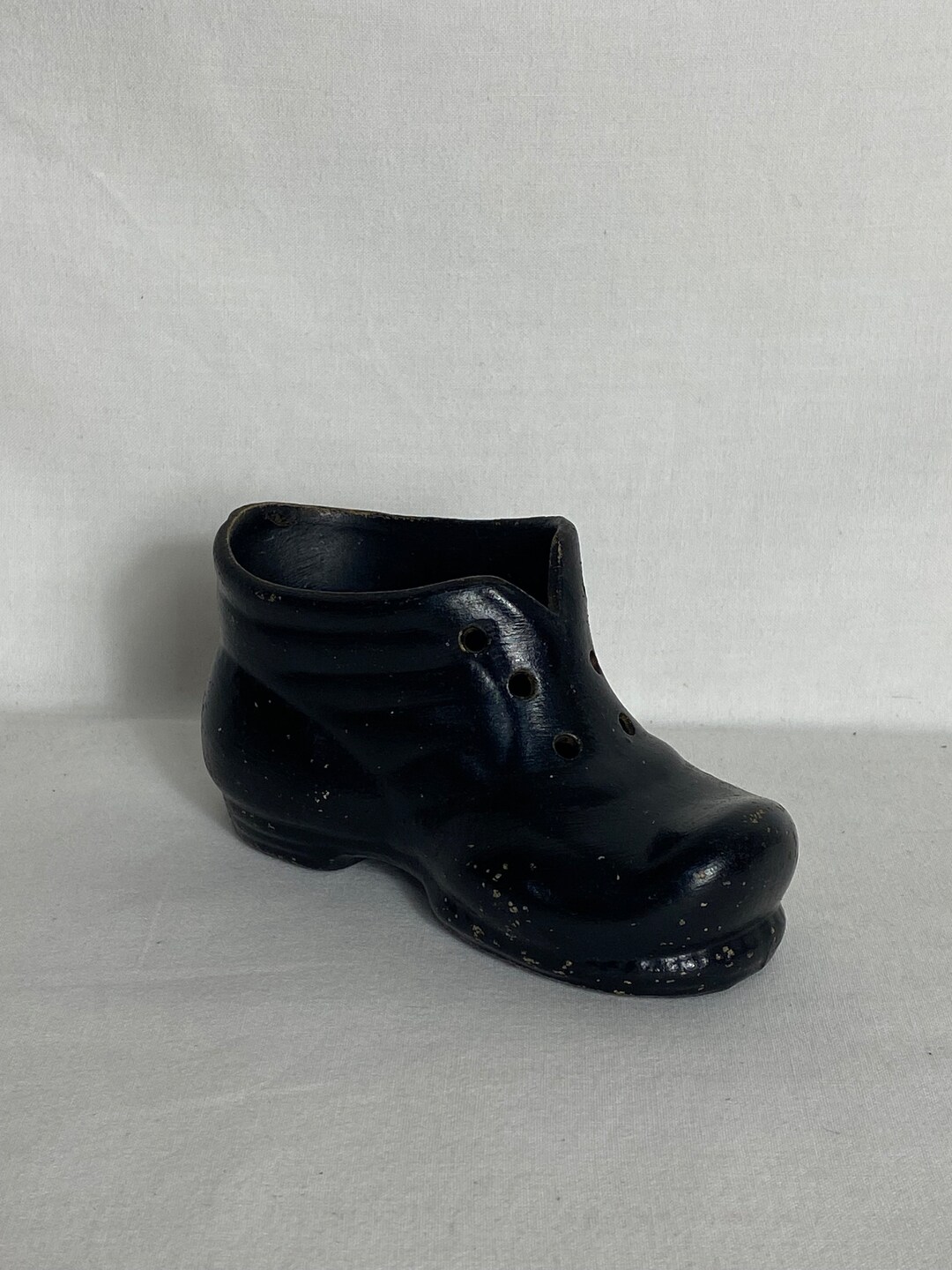 Vintage Ceramic Boot Planter Black Boot Vase Tiny Boot Etsy