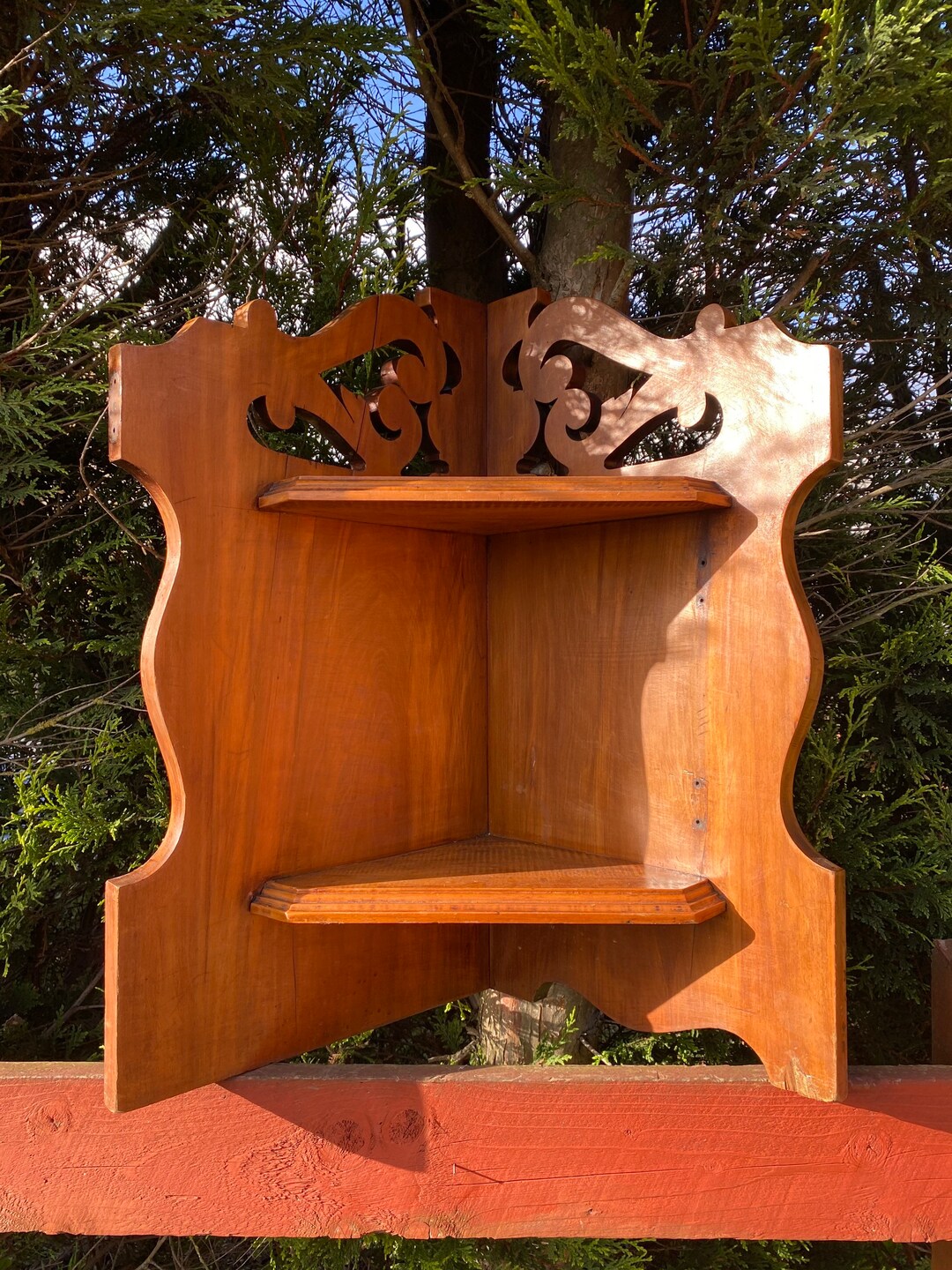 Antique Wooden Corner Shelf. Corner 2 Shelves. Etsy