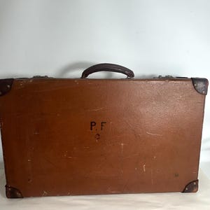 Vintage Leather & Board Suitcase - Display - Storage - Wedding - Prop - Travel - 1920s