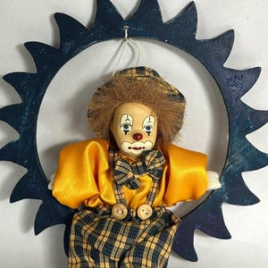 Vintage Clown Sitting on a Swing / Mobile / Hobo Shelf Sitter image 4