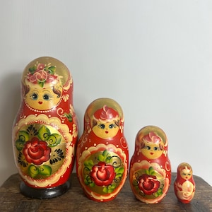 Poupées russes vintage - Ensemble de poupées babouchka gigognes - Poupées matriochka en bois