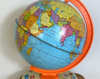 Vintage Spinning World Globe / Childs Educational Desk Toy