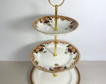 ヴィンテージケーキスタンド / ハンドメイド3段タワー - Etsy 日本