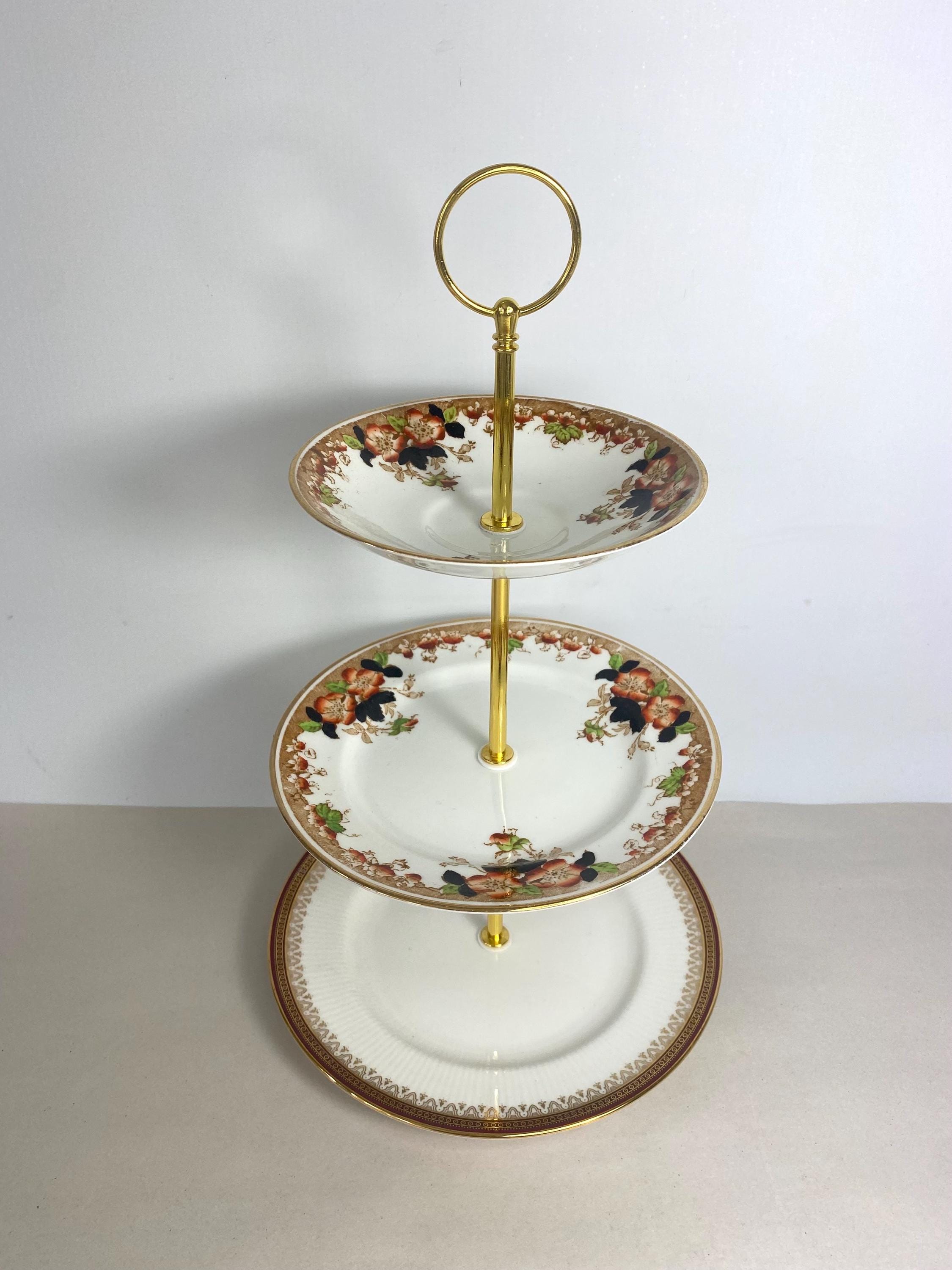 ヴィンテージケーキスタンド / ハンドメイド3段タワー - Etsy 日本