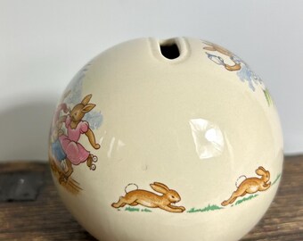 Vintage Royal Doulton Bunnykins Money Box: 'roller Skates' China