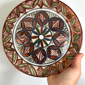 Vintage Hand-Painted Floral Ceramic Wall Plate - Spanish/Portuguese Decor