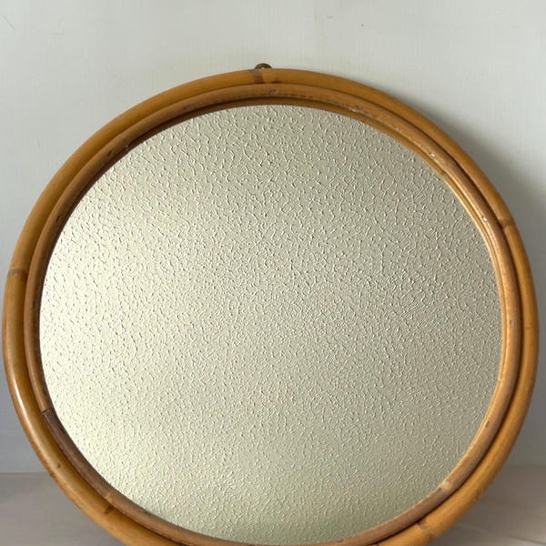 Vintage bamboo wall mirror - 1970s  Tiki / Boho Decor