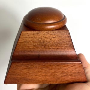 Vintage Inkwell - Wooden ink well with ceramic insert and pen rest - Mid century - 3.5” VGC