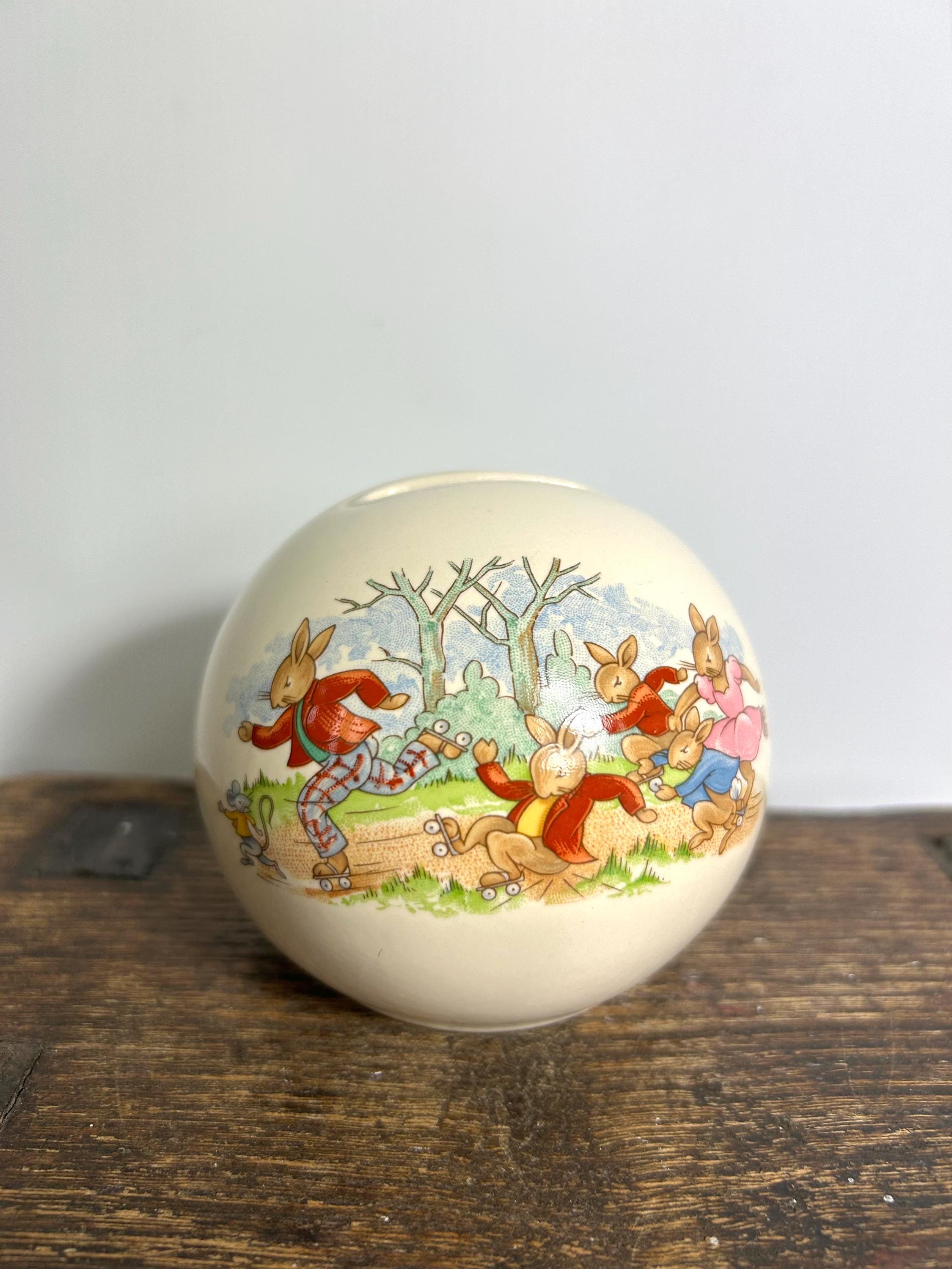 Vintage Royal Doulton Bunnykins Money Box: 'roller Skates' China