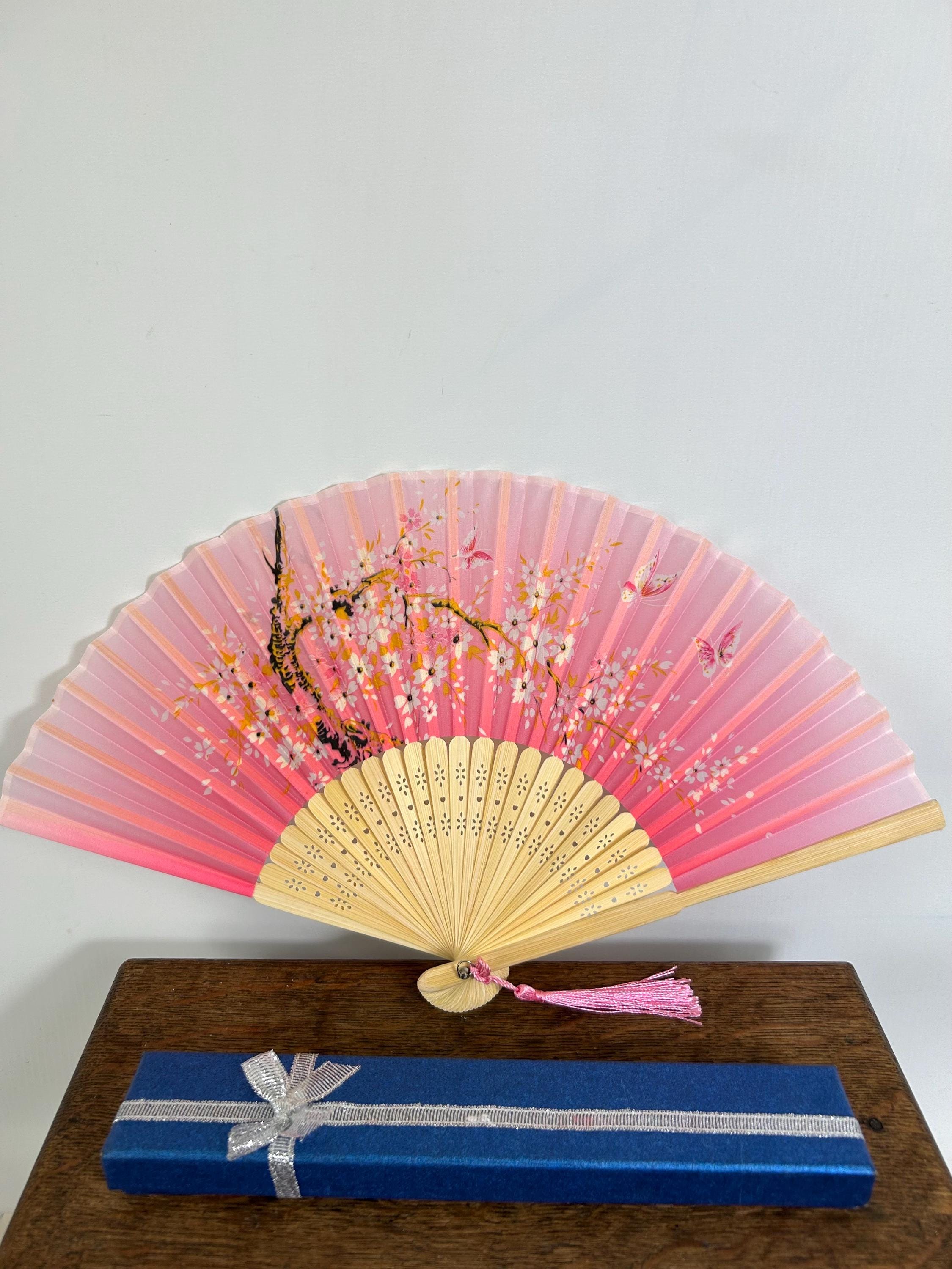 ヴィンテージ花柄中国扇子 – 木製壁飾り、オリジナルボックス - Etsy 日本
