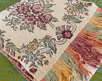 Vintage Table Runner - Vintage Floral Table Runner - Mid century brocade/tapestry style table runner - Reversible 10.5" × 46" GC