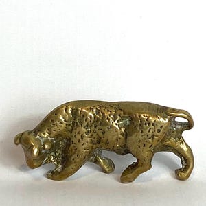 Vintage Brass Bull Figurine: 1950s Animal Shelf Decor (3”)