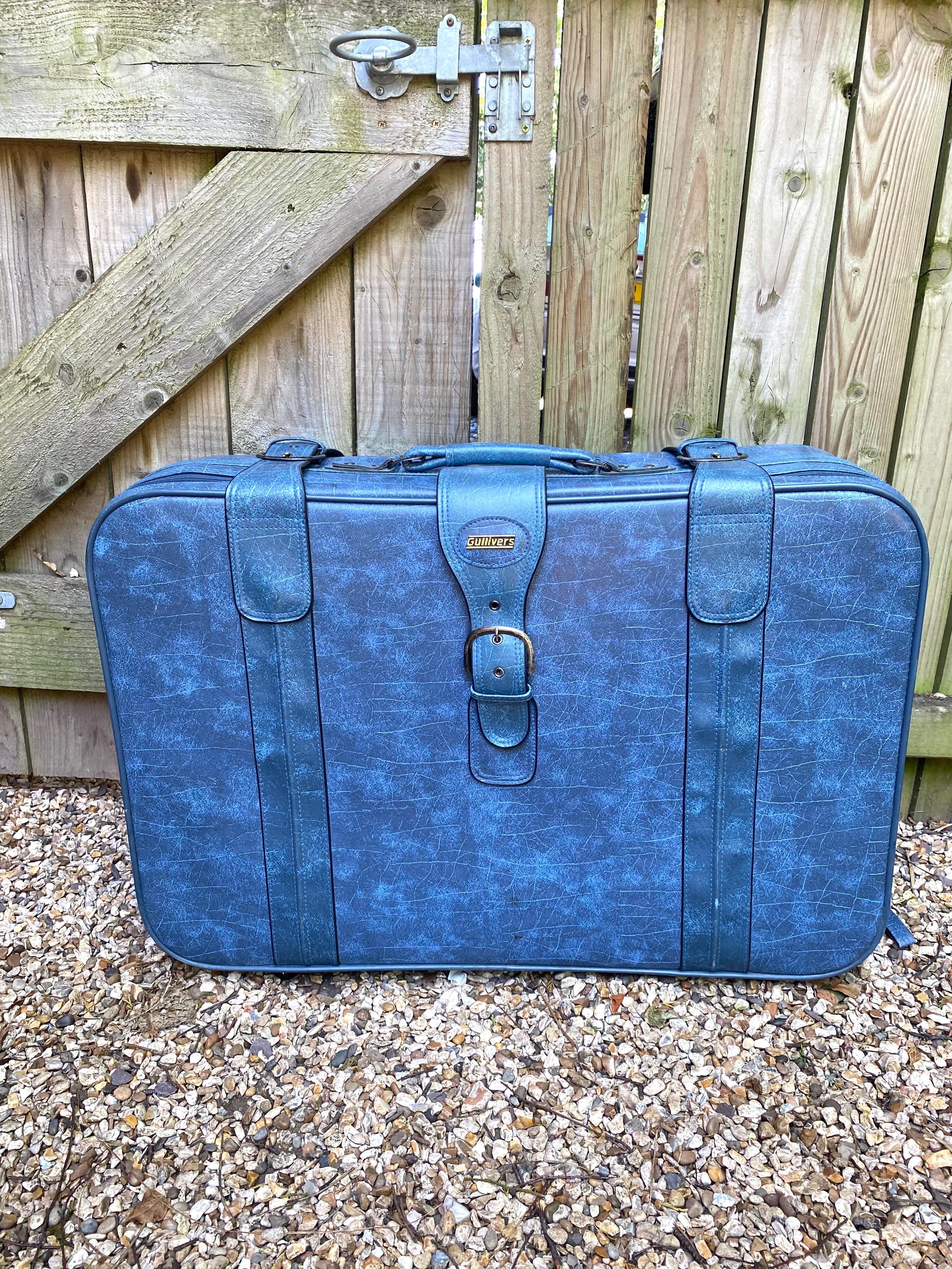 Vintage Suitcase - Blue Gullivers Suitcase: 1990s Large Vinyl