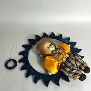 Vintage Clown Sitting on a Swing / Mobile / Hobo Shelf Sitter image 12