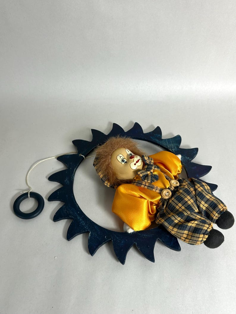 Vintage Clown Sitting on a Swing / Mobile / Hobo Shelf Sitter image 12