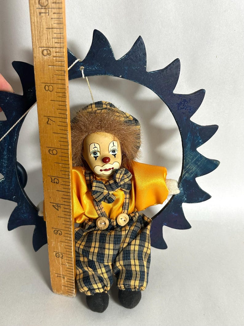 Vintage Clown Sitting on a Swing / Mobile / Hobo Shelf Sitter image 13