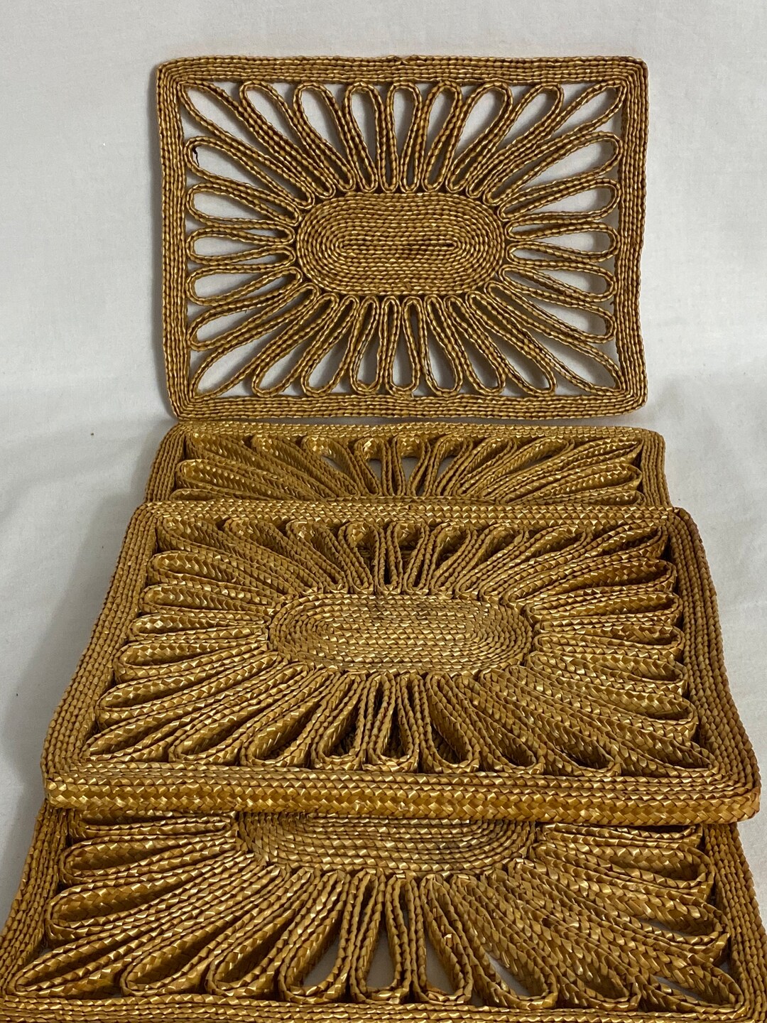 Vintage Placemat Set Vintage Woven Placemats 1970s Retro Woven