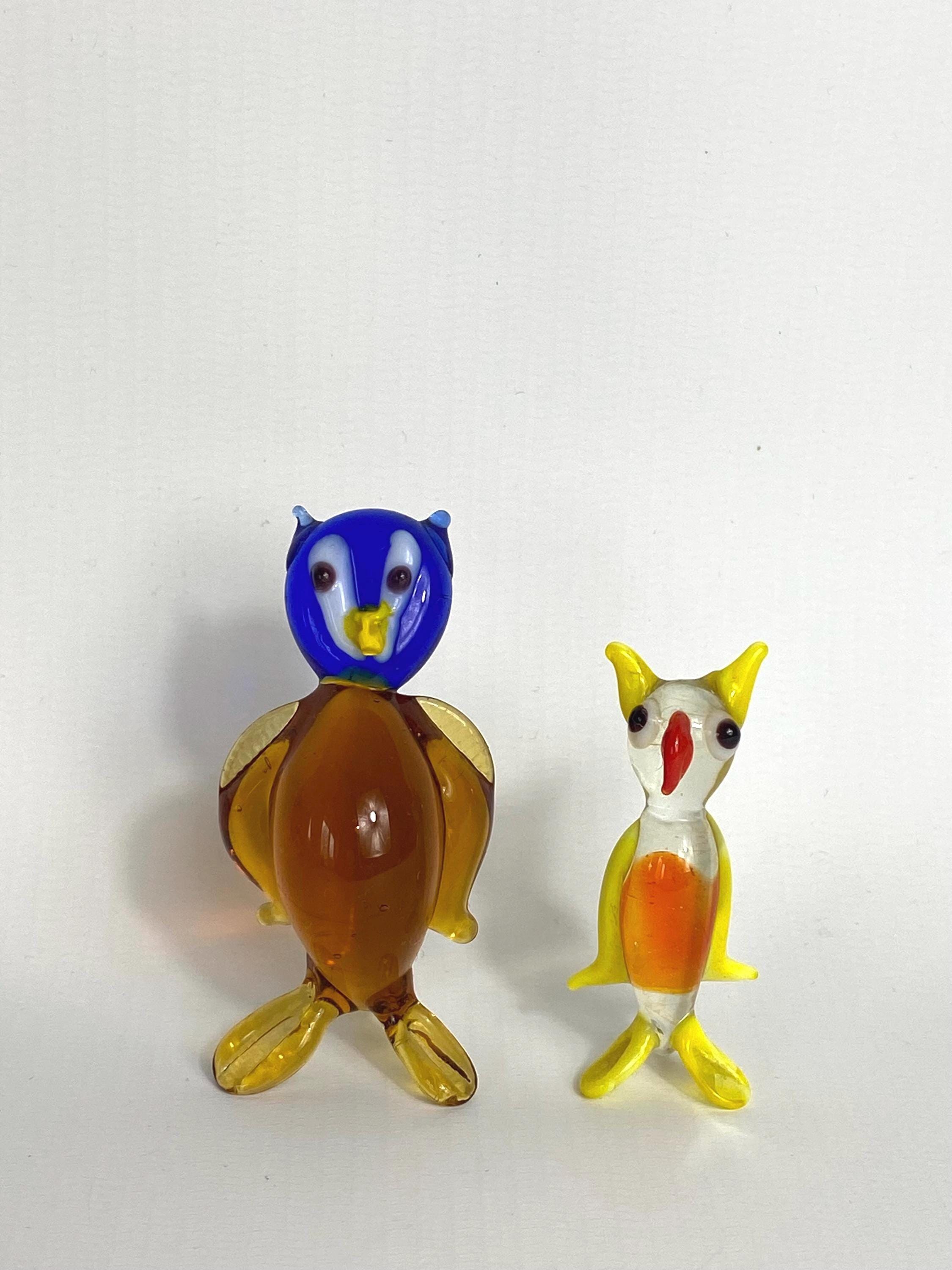 ヴィンテージのムラーノガラスのフクロウの置物：ミッドセンチュリーの