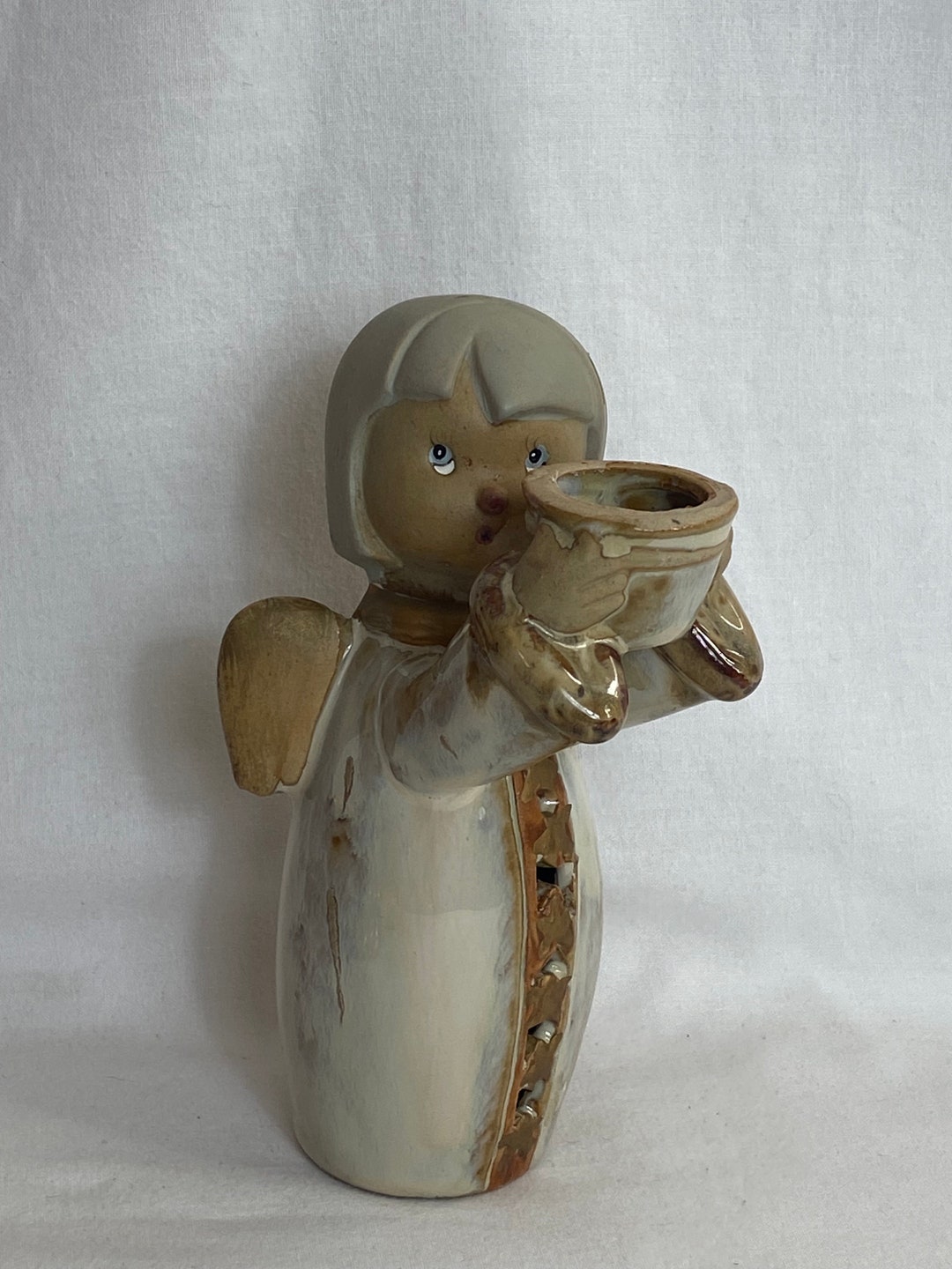 Vintage Candlestick Holder Ceramic Angel Candle Holder Etsy