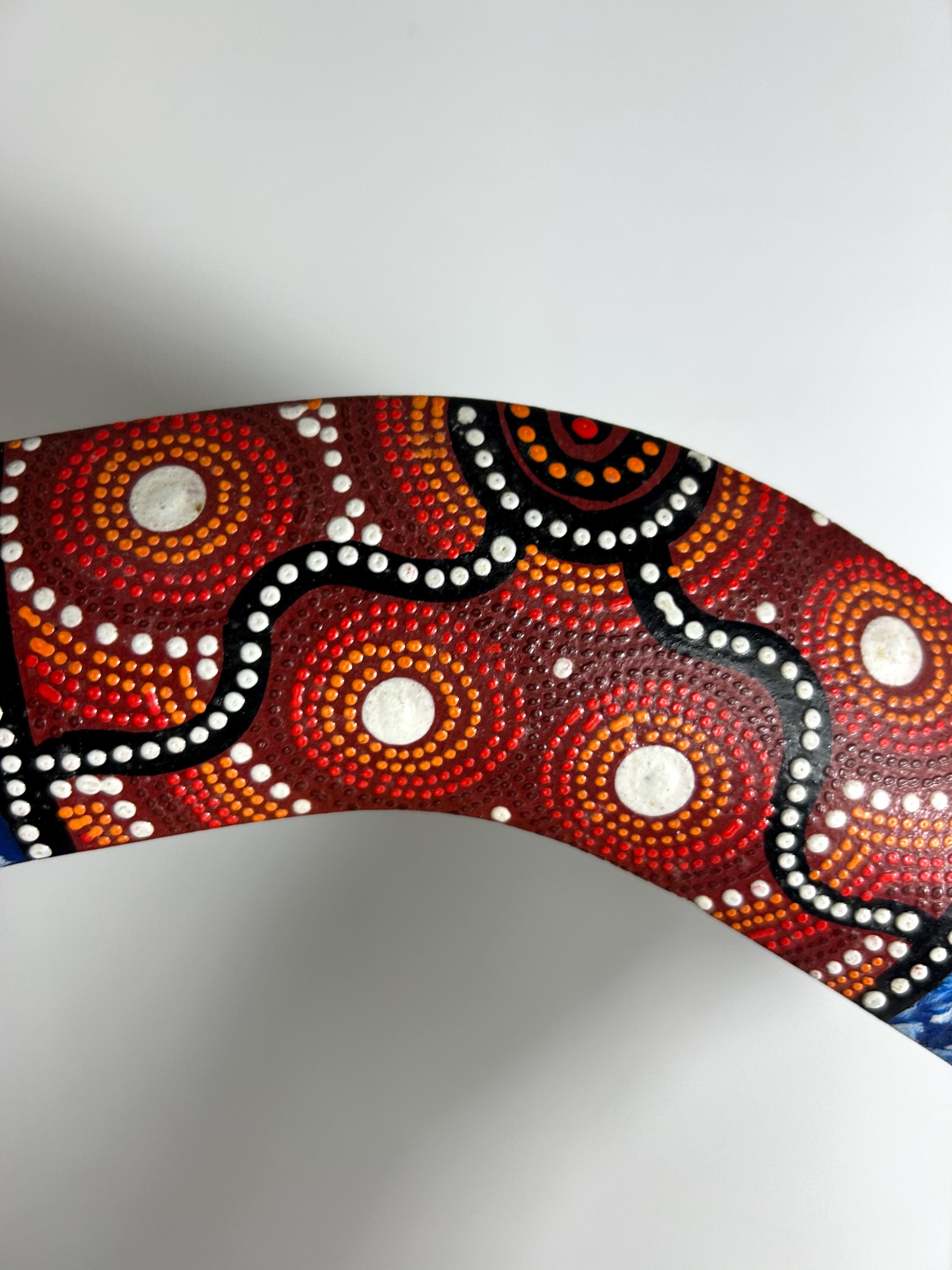 オーストラリア 彫刻 ブーメラン ヴィンテージ雑貨 インテリア Vintage Wooden Boomerang: Australian Dot Art Souvenir - Etsy