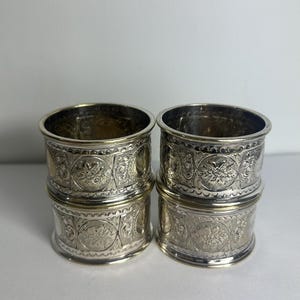 Antique/Vintage Silver Plated Napkin Ring Set - Dowton Abbey Style