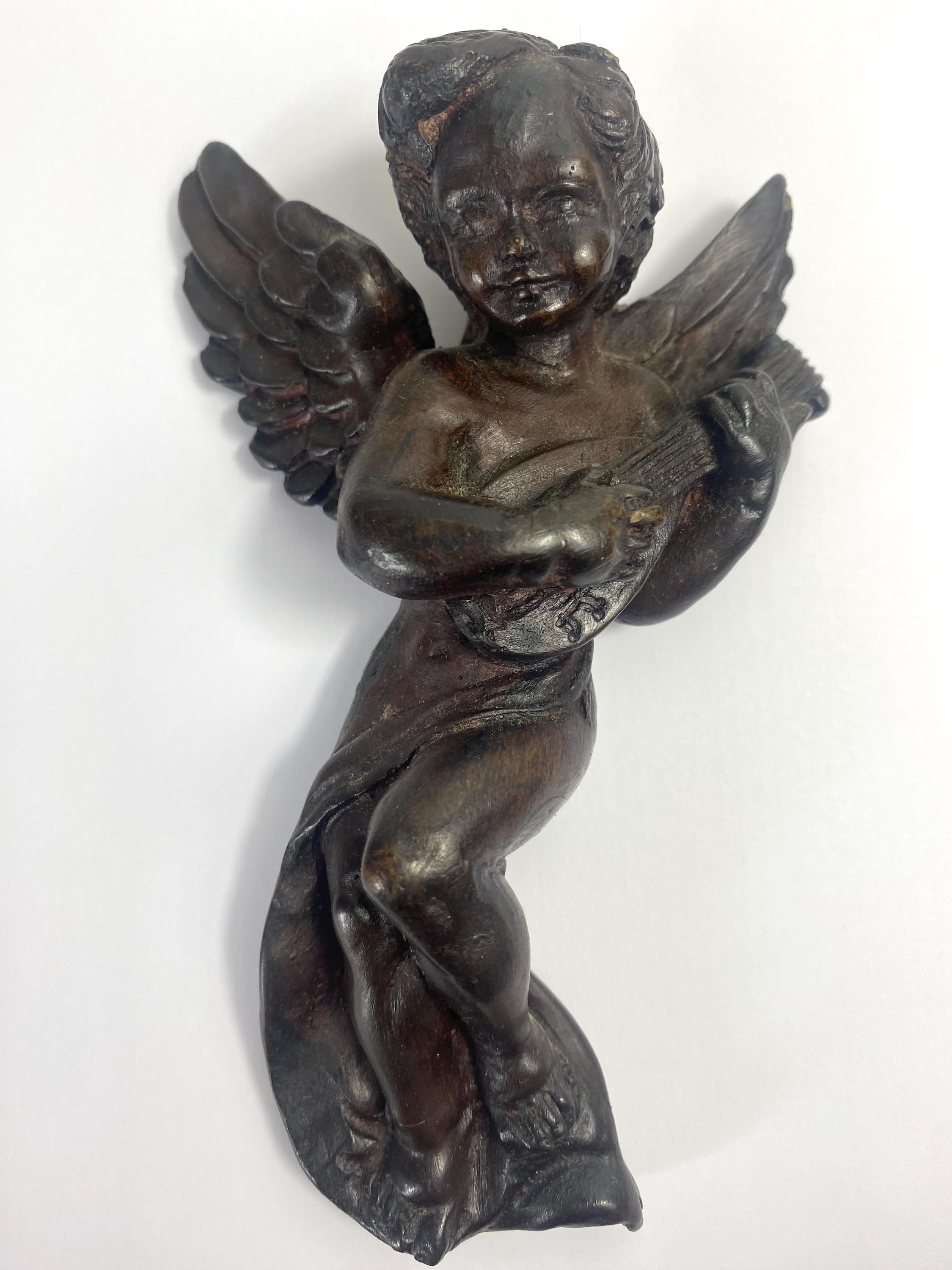 ヴィンテージの天使の壁掛け - 樹脂製の天使 - リュートバイオリンを