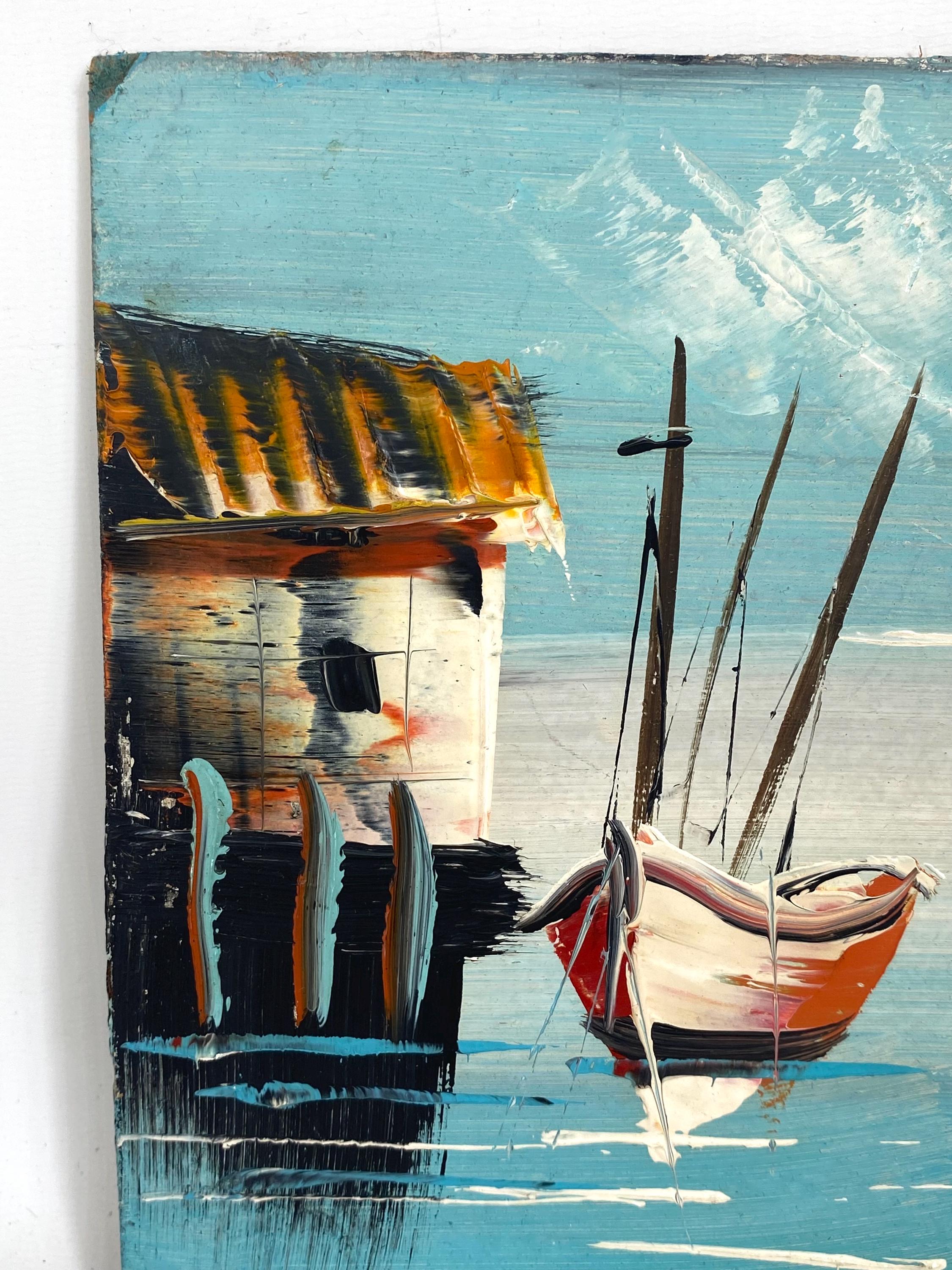 ヴィンテージの港の風景油絵 - 1970年代の海洋美術 - Etsy 日本