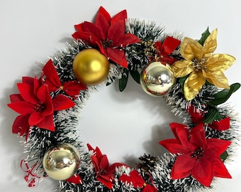 Vintage Christmas wreath - Everlasting Christmas Door Decoration - Retro Holiday Decor